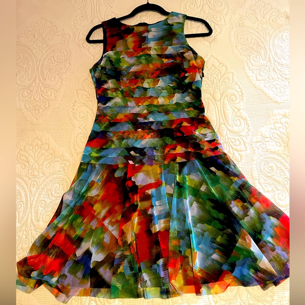 London Times Water Color Mesh Dress